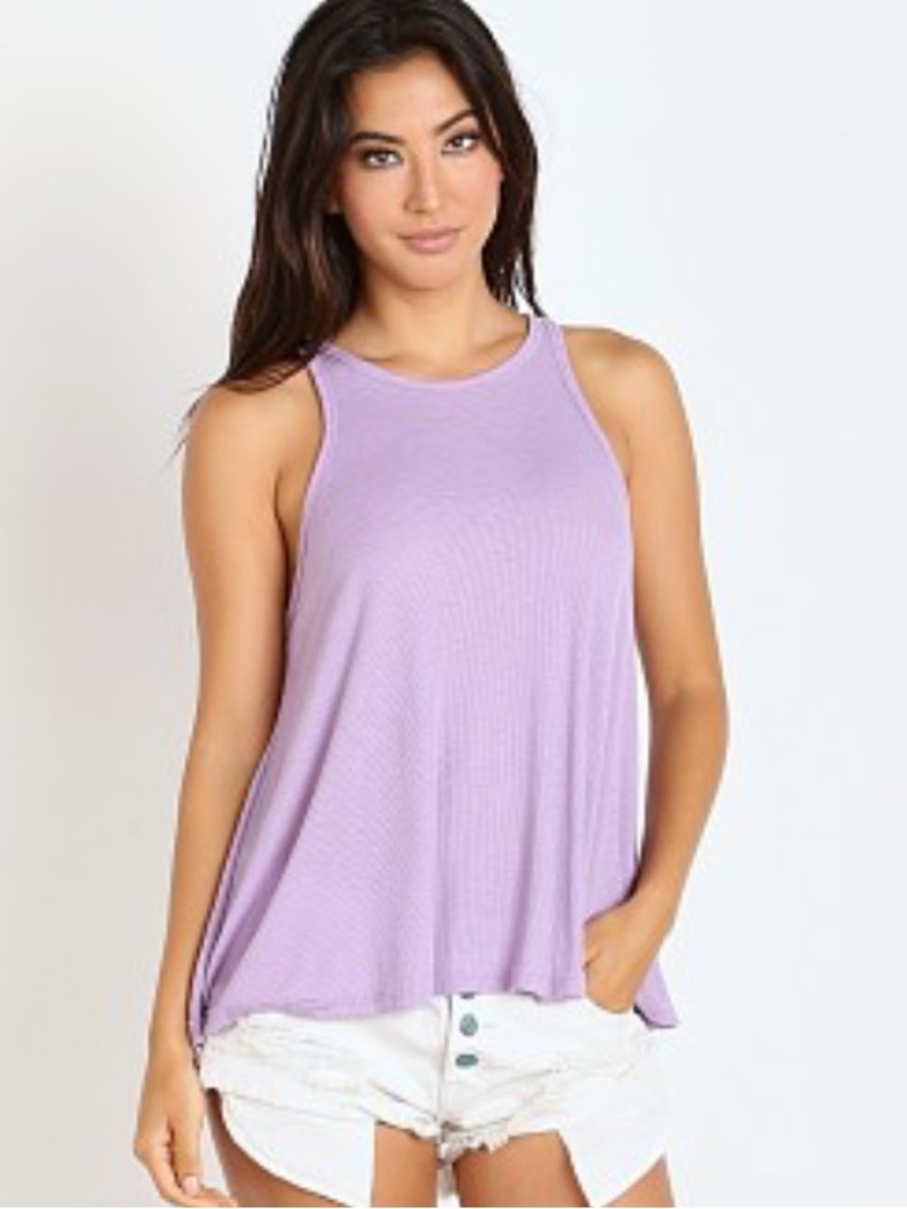 Free People Lavender Ribbed Tank Top XS